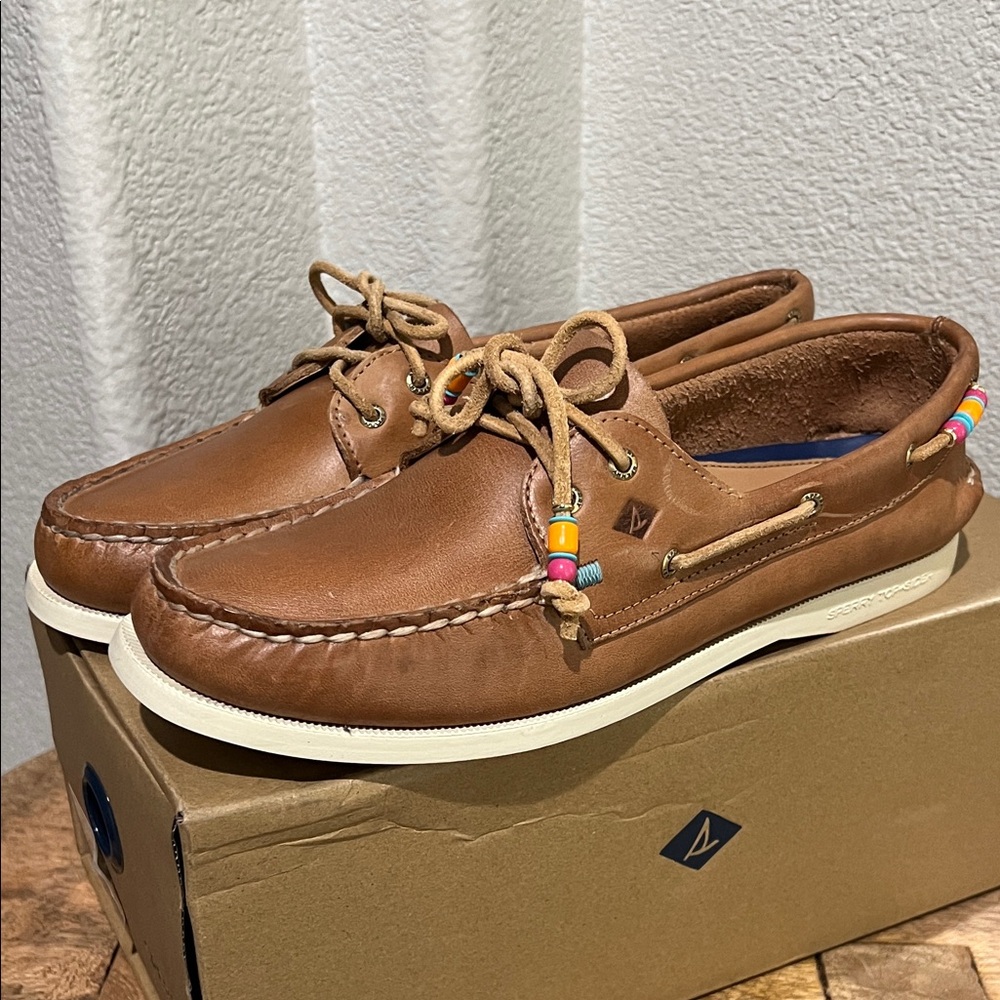 Sperry Tan Leather Boat Shoes